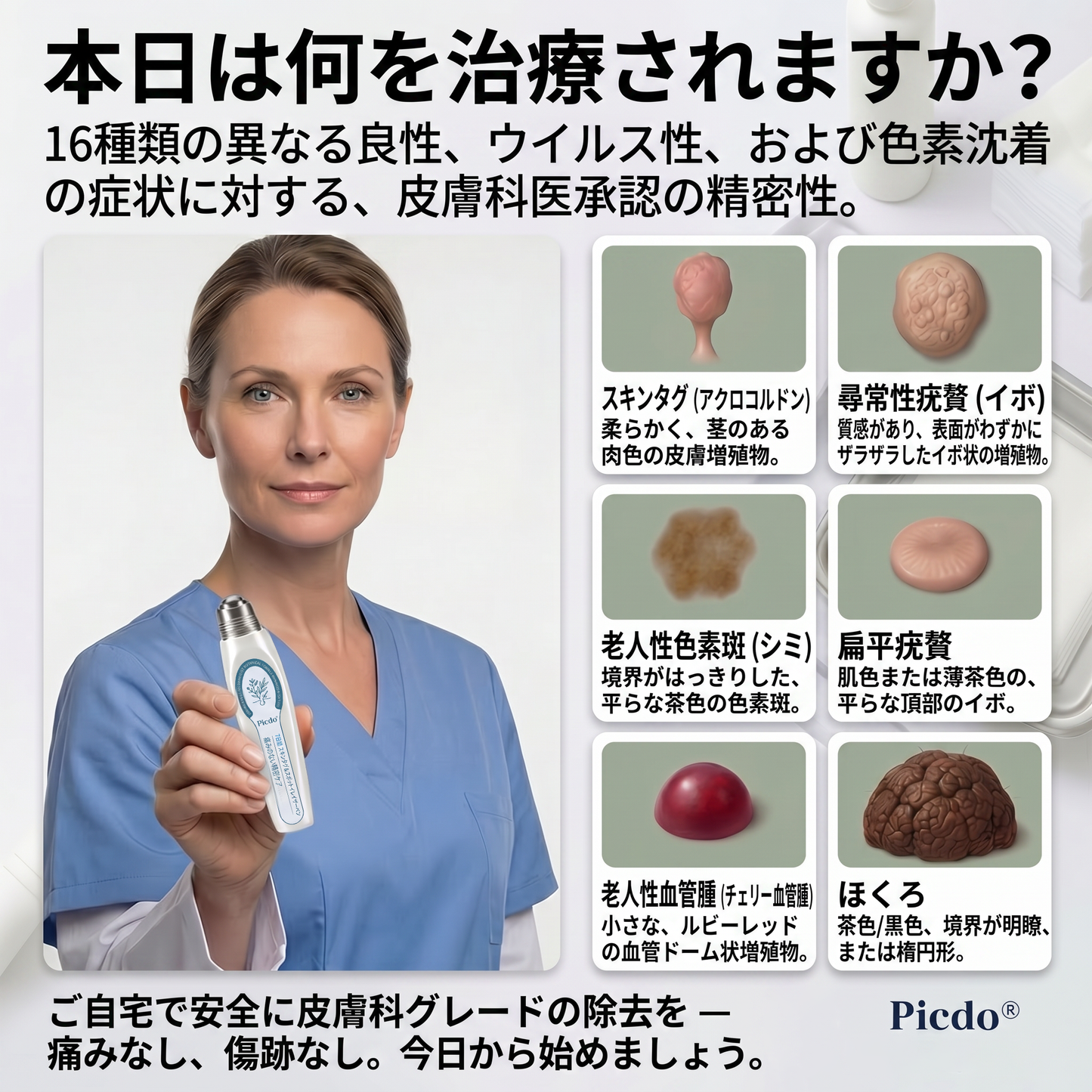✅✨公式ブランドストア  𝐏i𝐜𝐝o® 𝟕日間イボ&シミ消し(痛みも傷跡もゼロのローラーボール)
